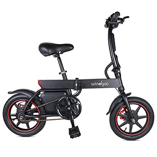 Mangoo Bicicleta eléctrica, Bicicleta eléctrica Plegable con Motor de 250W, Bicicleta eléctrica de 14"para Adultos, 25 km/h, batería de Iones de Litio de 36V 6.0 AH