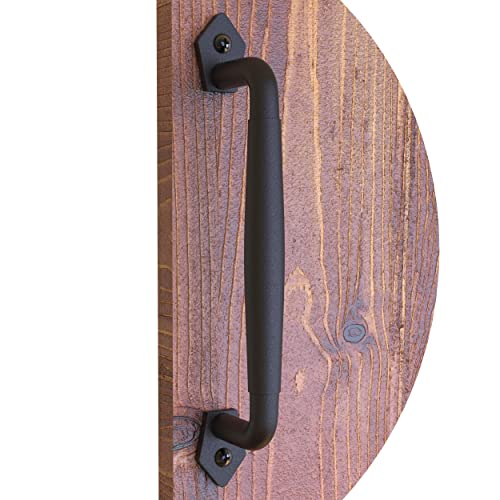 Manija de puerta redonda negra de acero sólido de 25,4 cm para puertas correderas, garajes, cobertizos