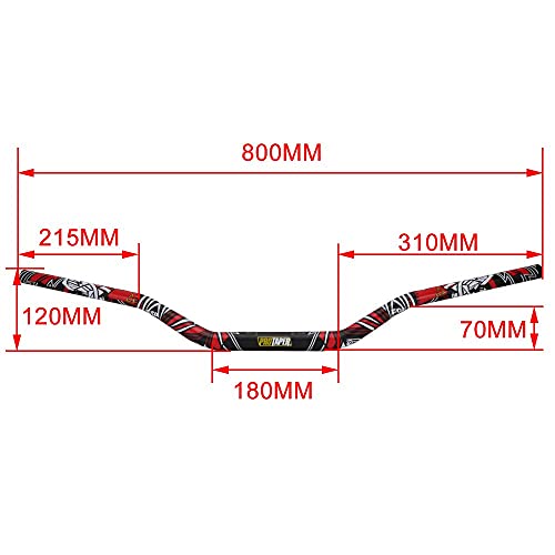 Manillar de 28 mm para moto de cross + puños + soporte de barra elevadora + almohadillas para manillar impresas. Juego de manillar para motocicleta de motocross Kawasaki, Honda, KTM, Yamaha y Suzuki