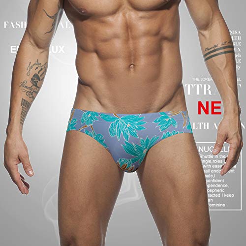 Manooby Calzoncillos de Baño Bikini Sexy de Estampado para Hombre Ropa Interior Tanga Bóxer Slips de Natación Bañador de Playa de Verano