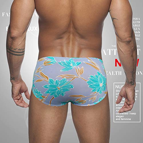 Manooby Calzoncillos de Baño Bikini Sexy de Estampado para Hombre Ropa Interior Tanga Bóxer Slips de Natación Bañador de Playa de Verano