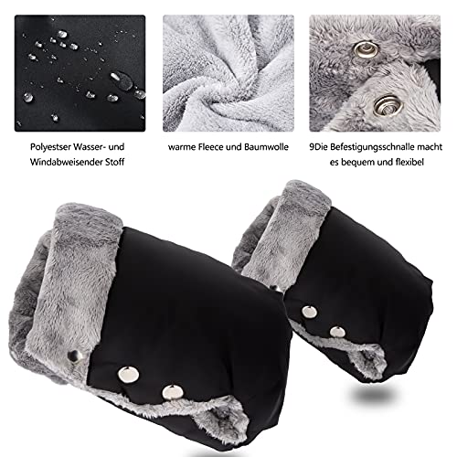 Manoplas Carrito Bebe Guantes Carro Bebe Invierno Manoplas Carro Bebe Impermeables Y Cortavientos Guantes Para Carro Bebe Para Cochecitos Coches Eléctricos Manillar De Bicicleta (negro)