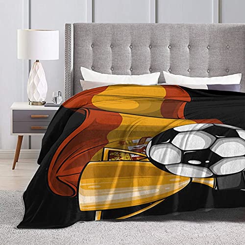 Manta de franela con copa y bandera de España mullida, cómoda, cálida, ligera, suave, para sofá, dormitorio, manta