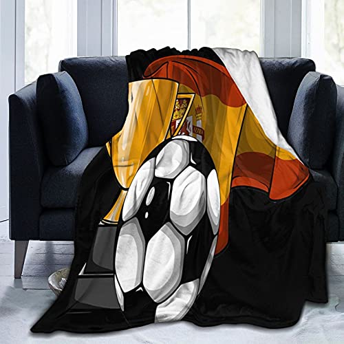 Manta de franela con copa y bandera de España mullida, cómoda, cálida, ligera, suave, para sofá, dormitorio, manta