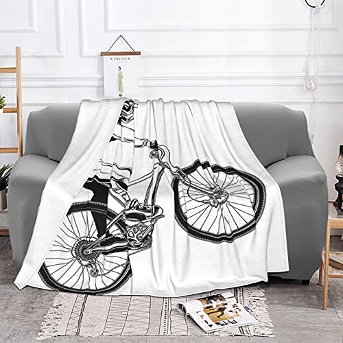 Manta Mantas de microfibra ultra suaves, diseño de estilo de ciclista con ilustración temática de trucos de bicicleta extremos, manta suave y ligera para cama, sofá, sala de estar, 50 'x 60'