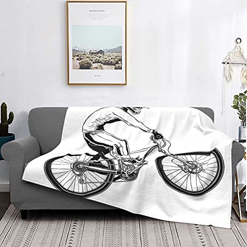 Manta Mantas de microfibra ultra suaves, diseño de estilo de ciclista con ilustración temática de trucos de bicicleta extremos, manta suave y ligera para cama, sofá, sala de estar, 50 'x 60'