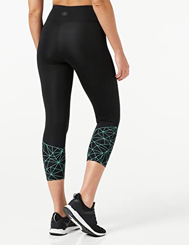 Marca Amazon - AURIQUE Mallas de Deporte Cortas Mujer, Negro (Black/Turquoise), 38, Label:S