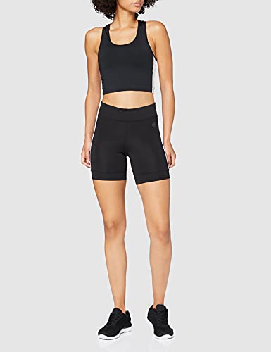 Marca Amazon - AURIQUE Short Ciclista con Banda Lateral Mujer, Negro (Black), 36, Label:XS