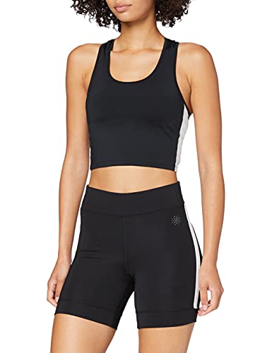 Marca Amazon - AURIQUE Short Ciclista con Banda Lateral Mujer, Negro (Black), 36, Label:XS