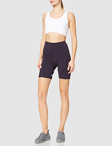 Marca Amazon - AURIQUE Shorts para Correr con Banda Lateral Mujer, Morado (sombra de noche/blanco), 42, Label:L