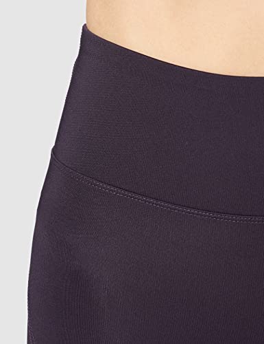 Marca Amazon - AURIQUE Shorts para Correr con Banda Lateral Mujer, Morado (sombra de noche/blanco), 42, Label:L