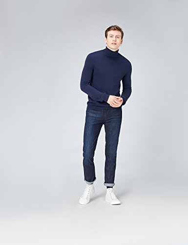 Marca Amazon - find. Roll Neck - Suéter Hombre, Azul (Navy), M, Label: M