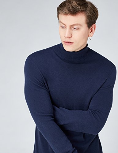 Marca Amazon - find. Roll Neck - Suéter Hombre, Azul (Navy), M, Label: M