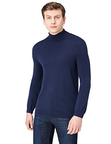 Marca Amazon - find. Roll Neck - Suéter Hombre, Azul (Navy), M, Label: M