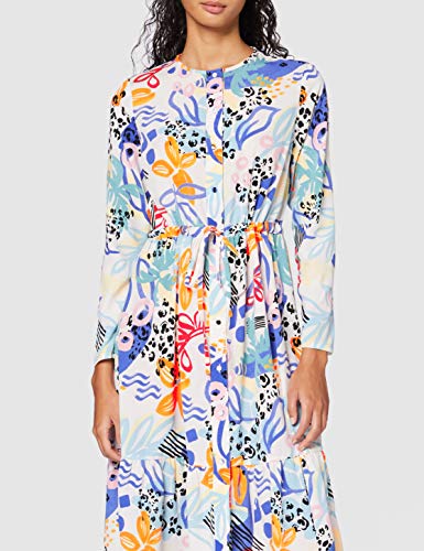 Marca Amazon - find. Vestido Midi Camisero de Flores Mujer, Multicolor (Multi)., 38, Label: S