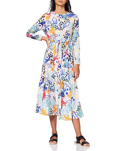 Marca Amazon - find. Vestido Midi Camisero de Flores Mujer, Multicolor (Multi)., 38, Label: S