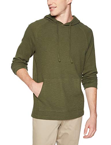 Marca Amazon - Goodthreads - Sudadera térmica flameada de manga larga con capucha para hombre, Verde (olive), S