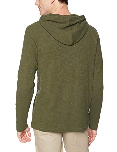 Marca Amazon - Goodthreads - Sudadera térmica flameada de manga larga con capucha para hombre, Verde (olive), S