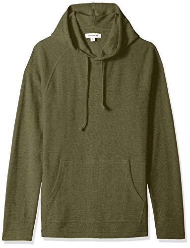 Marca Amazon - Goodthreads - Sudadera térmica flameada de manga larga con capucha para hombre, Verde (olive), S