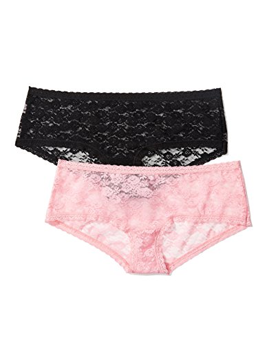 Marca Amazon - IRIS & LILLY Culotte de Encaje Suave para mujer, Pack de 2, Multicolor (Pink/Black), S, Label: S