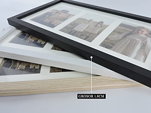 Marco foto múltiple con paspartú para collage de fotos 10x15 para mesa o pared (3 FOTOS, MADERA)
