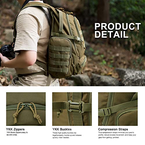 Mardingtop 25L Mochilas Tácticas Molle Mochilas de Senderismo para Acampar Senderismo Militar Viajar Motocicleta