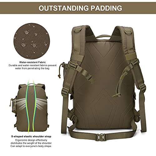 Mardingtop 28L Mochila Militar Táctical Bolsa de Asalto Molle Mochila Moto Mochilas de Senderismo Unisex para Acampada, Caza, Aire Libre Ciclismo y más Caqui