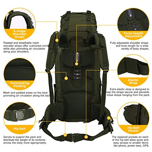 Mardingtop 65L Mochila Táctica Militar Mochila de Asalto para Senderismo Acampada Senderismo Outdoor, Gran Capacidad, Unisex