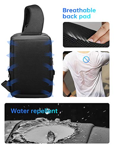 MARK RYDEN Bolso Bandoleras Hombre para portátil de 13 pulgadas Impermeable con Puerto de Carga USB Casual Rucksack Antirrobo para Gimnasio, Ciclismo, Correr, Viaje (Negro)