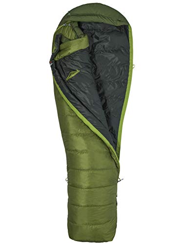 Marmot Never Winter Saco de Dormir Ultraligero y cálido, con Relleno de 650 Plumas de Pato, para Acampar y Trekking, Unisex-Adult, Cilantro/Tree Green, Regular: 183 cm