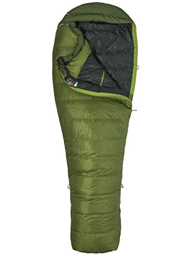 Marmot Never Winter Saco de Dormir Ultraligero y cálido, con Relleno de 650 Plumas de Pato, para Acampar y Trekking, Unisex-Adult, Cilantro/Tree Green, Regular: 183 cm