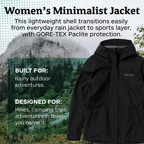 Marmot Wm's Minimalist Jacket Chubasquero Rígido, Chaqueta Impermeable, A Prueba De Viento, Impermeable, Transpirable, Mujer, Black, L