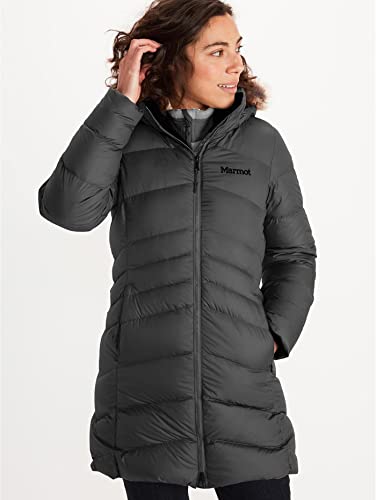 Marmot Wm's Montreal Coat Chaqueta De Plumas Aislante Ligera, 700 Pulgadas Cúbicas, Abrigo para Exteriores, Anorak Resistente Al Agua, Resistente Al Viento, Mujer, Black, M