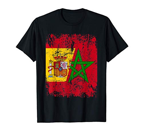 MARRUECOS Camiseta ESPAÑA BANDERA de la AMISTAD MARRUECOS Camiseta