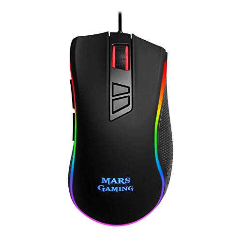 Mars Gaming MM218, Ratón Sensor Óptico Profesional 10000 DPI, CHROMA RGB, Negro