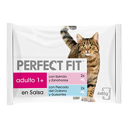 Mars - Perfect Fit Comida Húmeda Natural para Gatos Adultos Sabor Pescado y Verduras (13 paquetes x 4 sobres x 85g)