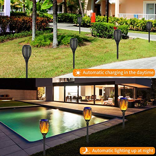 Martiount Luces de llamas Jardin Solares 【2021 Versión Mejorada】, Antorchas Solares Exterior, IP65 Impermeable, Auto ON/OFF llamas Danzantes Decoración Luces para Exteriores, Jardín, Pasillo (4pac)