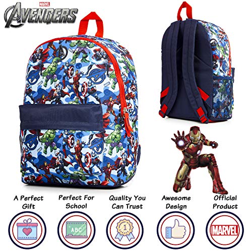 Marvel Avengers Mochila Niño Mochilas Escolares Juveniles Con Superheroes Capitan America Iron Man Hulk Capitana Thor Regalos Para Niños y Adolescentes (Azul/Rojo)