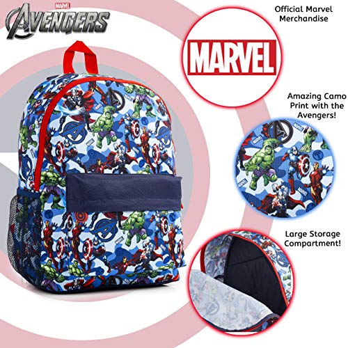 Marvel Avengers Mochila Niño Mochilas Escolares Juveniles Con Superheroes Capitan America Iron Man Hulk Capitana Thor Regalos Para Niños y Adolescentes (Azul/Rojo)