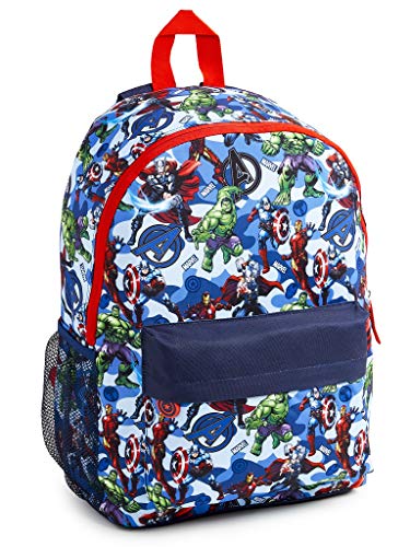 Marvel Avengers Mochila Niño Mochilas Escolares Juveniles Con Superheroes Capitan America Iron Man Hulk Capitana Thor Regalos Para Niños y Adolescentes (Azul/Rojo)