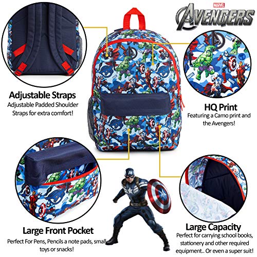 Marvel Avengers Mochila Niño Mochilas Escolares Juveniles Con Superheroes Capitan America Iron Man Hulk Capitana Thor Regalos Para Niños y Adolescentes (Azul/Rojo)