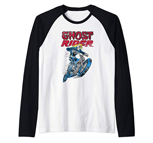 Marvel Ghost Rider Flames Camiseta Manga Raglan
