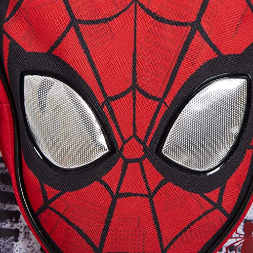 Marvel Spiderman - Mochila para niños con bolsillo, diseño de Los Vengadores, ojos reflectantes, color azul, Rojo (Rojo) - MNCK13034
