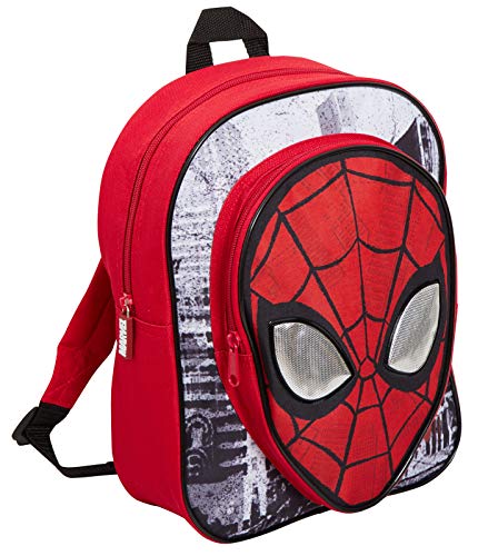 Marvel Spiderman - Mochila para niños con bolsillo, diseño de Los Vengadores, ojos reflectantes, color azul, Rojo (Rojo) - MNCK13034