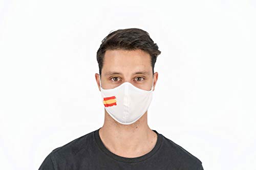 Mascarilla Higiénica de Tela Homologada Reutilizable Bandera de España - Blanca