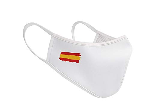 Mascarilla Higiénica de Tela Homologada Reutilizable Bandera de España - Blanca