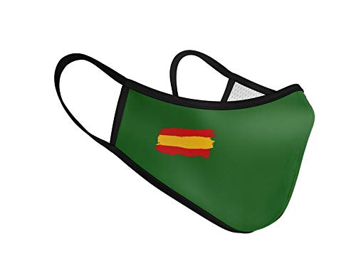 Mascarilla Higiénica de Tela Homologada Reutilizable Bandera de España - Verde
