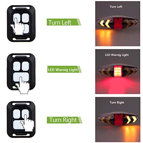 MASO - Luz trasera para bicicleta LED con mando a distancia inalámbrico y modos multifuncionales recargables impermeable Ciclismo luz de advertencia para bicicleta de montaña, bicicleta de carretera