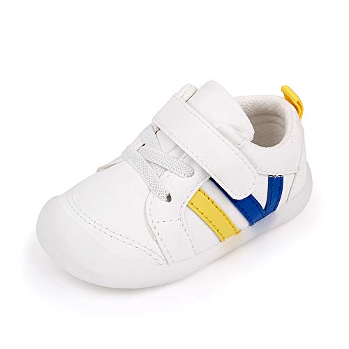 MASOCIO Zapatillas Bebe Niño Niña Zapatos Primeros Pasos Bebé Deportivas Antideslizante Talla 19 Blanco Azul