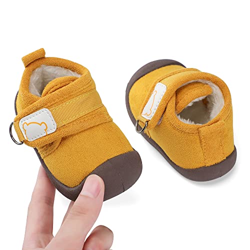 MASOCIO Zapatos Bebe Niño Niña Invierno Patucos Botas Botines Botitas Bebé Zapatillas Primeros Pasos 6-12 Meses Amarillo Talla 19 (CN 15)